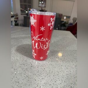Red Winter Wish Tumbler with Snowflakes